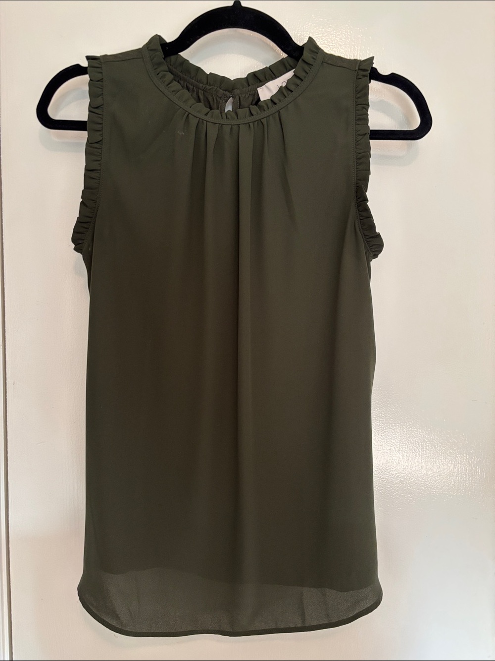 LOFT Olive Ruffle Trim Sleeveless Top